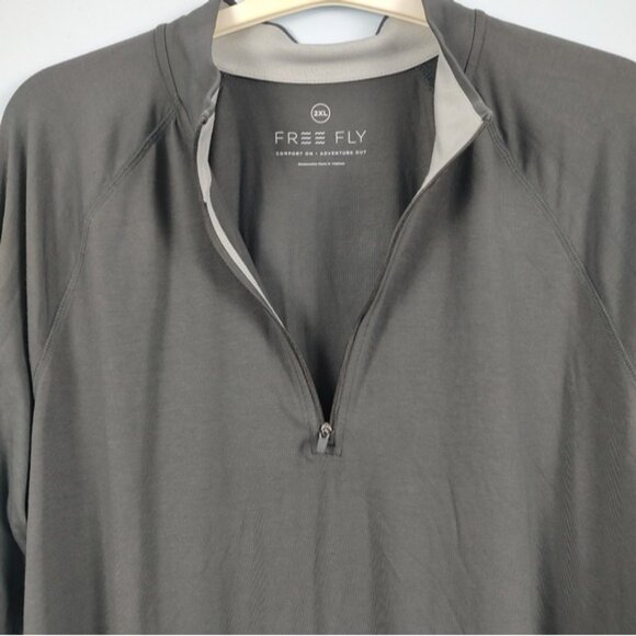 Free Fly Gray Performance Bamboo Quarter Zip Pullover XXL - Picture 3 of 8
